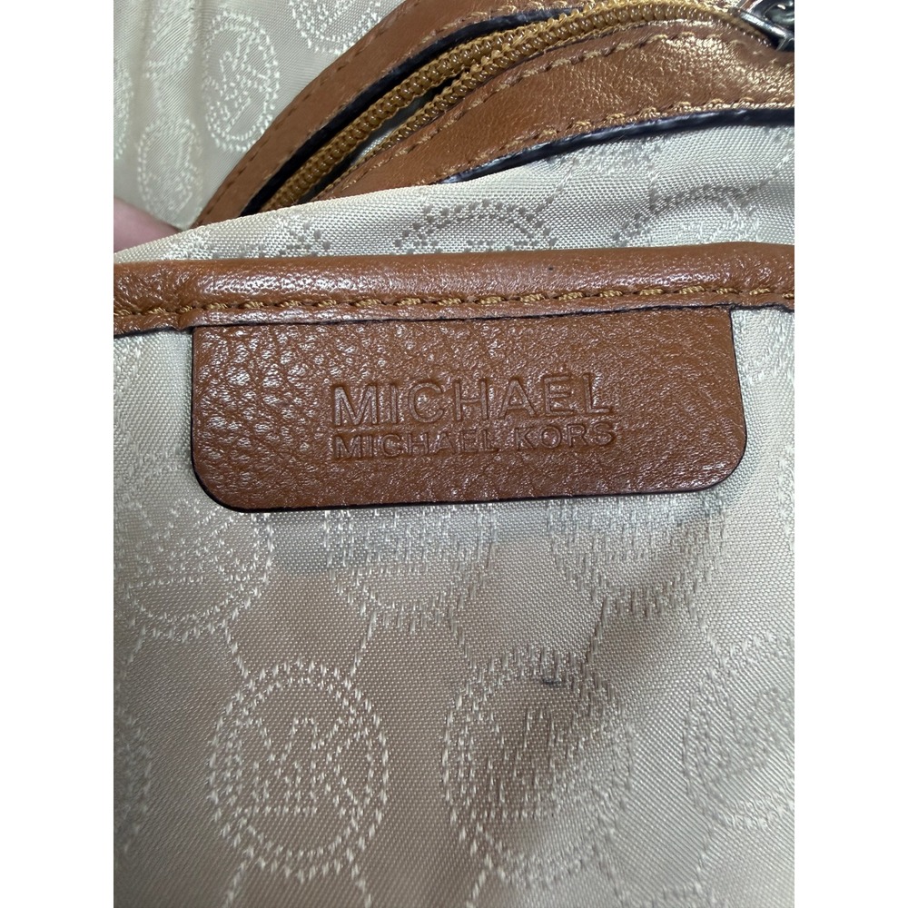 Michael Kors Bedford Brown Pebbled Leather Hobo Shoulder Bag Silver Hardware - Picture 7 of 14